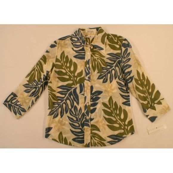 Tommy Hilfiger Blouse 8 Tropic Leaf Print NWT $59 - Picture 1 of 5